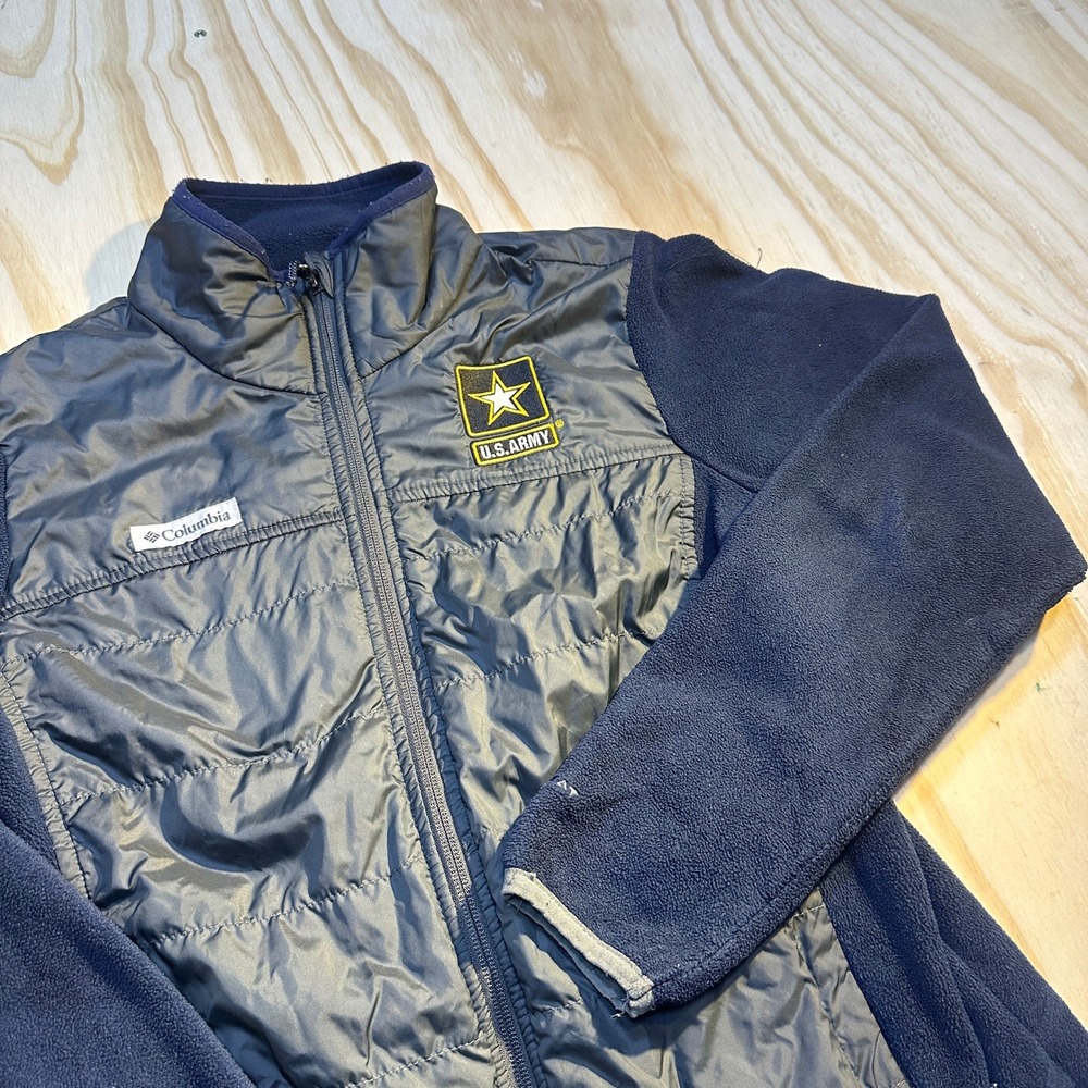 Columbia Women Small Navy Blue US Army Hybrid Fleece Puffer Jacket Omni-Heat